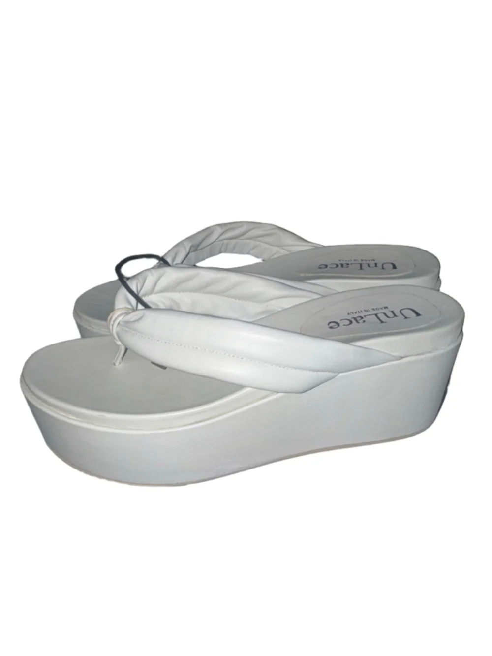 NWT UnLace Italian White Platform Wedge Sandals Size 9.5
